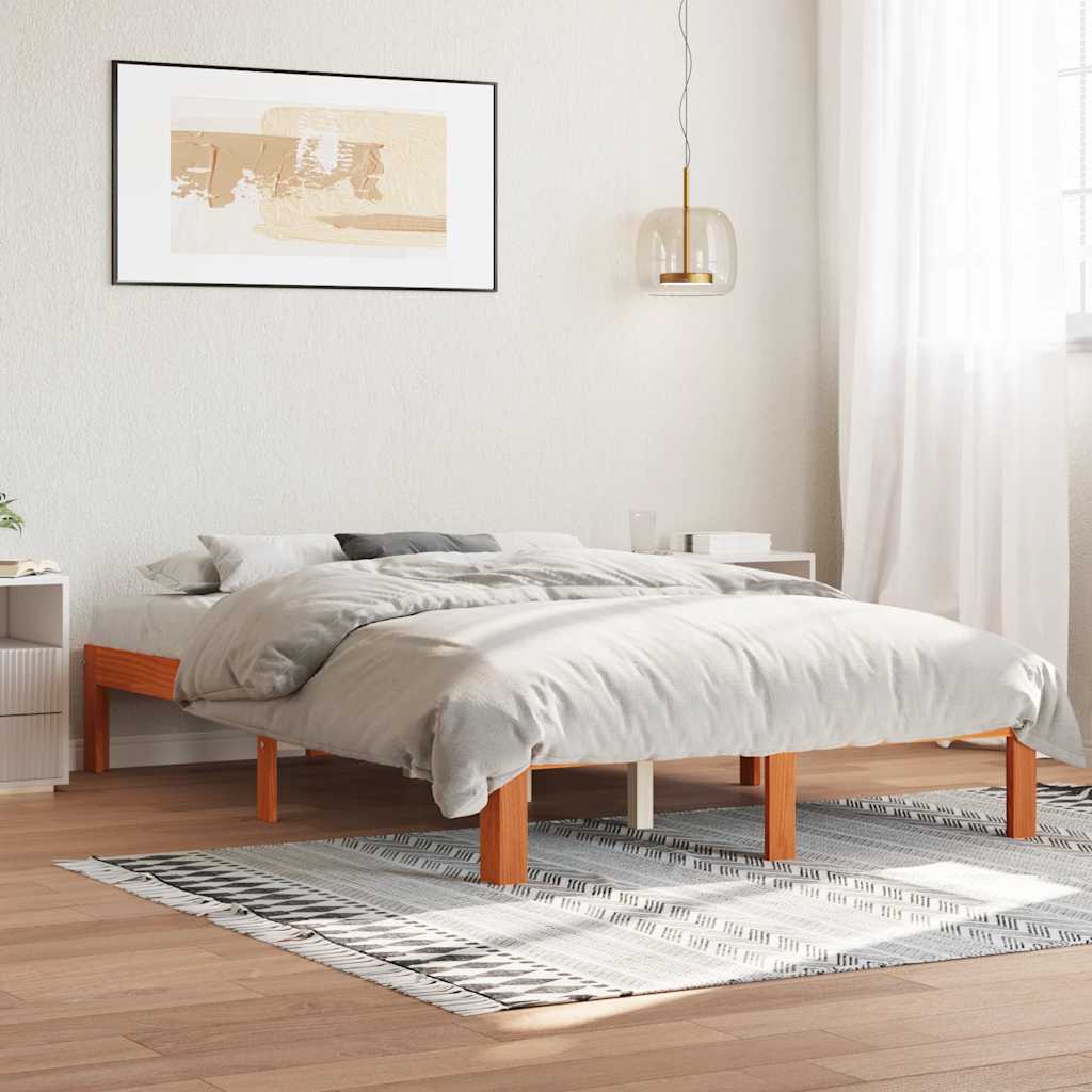 Bed Frame without Mattress Wax Brown 120x200 cm Solid Wood Pine